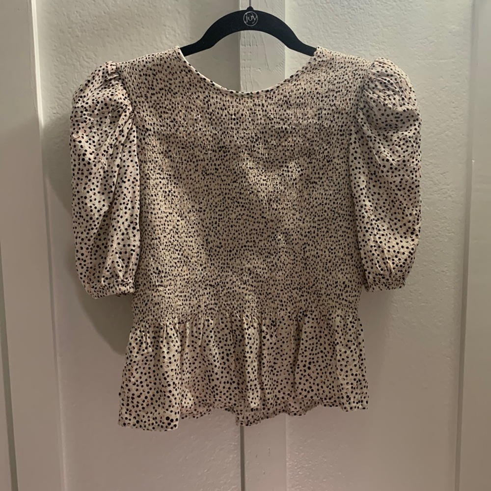 Peplum polka dot express shirt